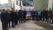 BİR TIR DOLUSU MALZEME ALAPLI’DAN YOLA ÇIKTI