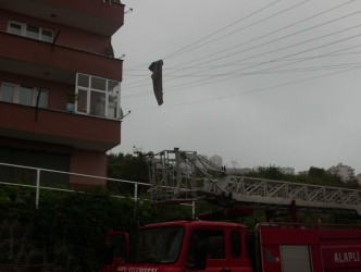 HALI YÜKSEK GERİLİM HATTINA TAKILDI