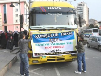 SURİYE’YE İKİ TIR YARDIM MALZEMESİ GÖNDERİLDİ
