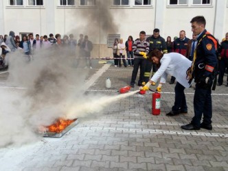 YANGIN TATBİKATI GERÇEKLEŞTİRİLDİ