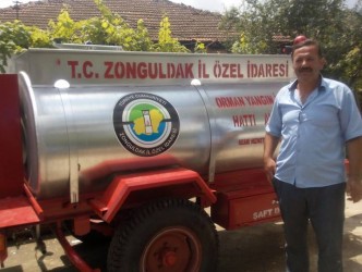 YANGINLARA KARŞI SU TANKERİ DAĞITILDI